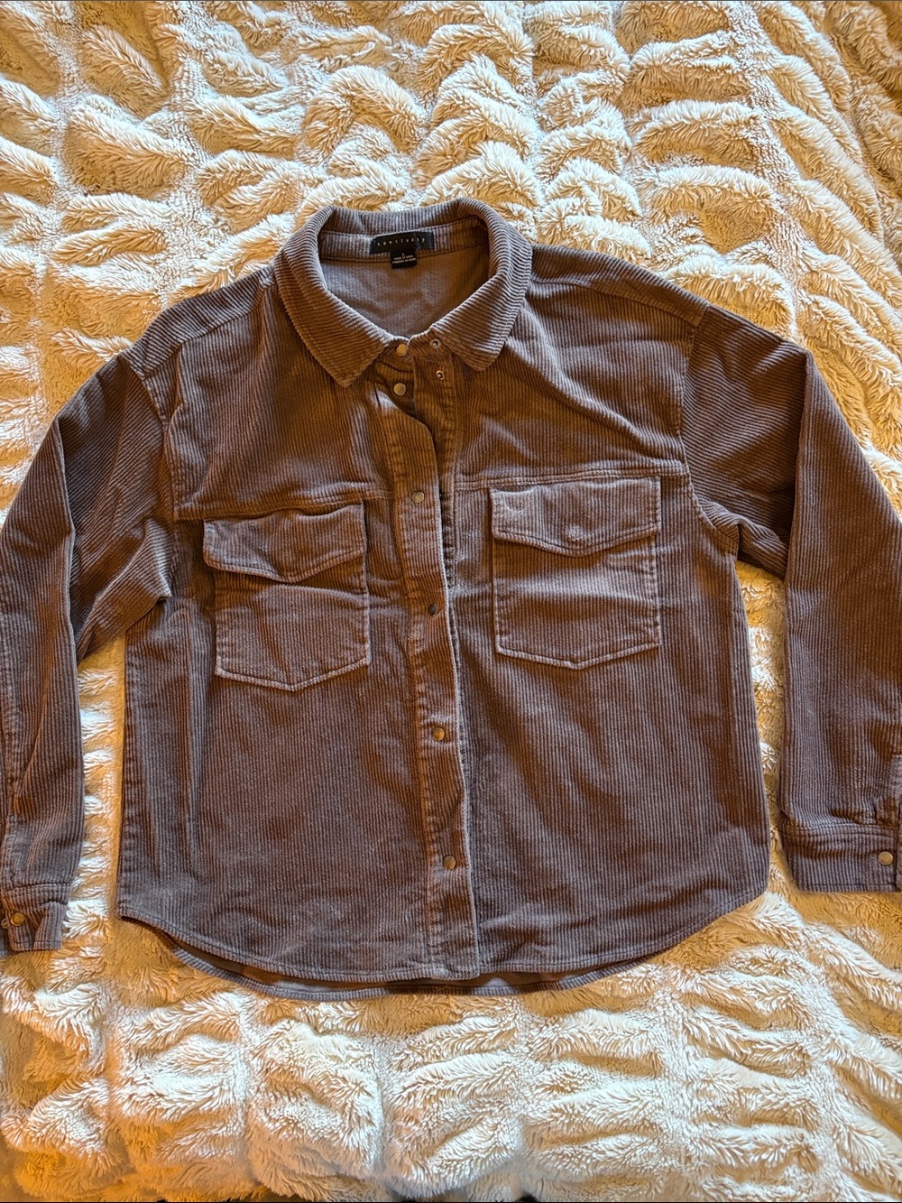 Sanctuary Corduroy Button-Down Shirt Jacket - Brown